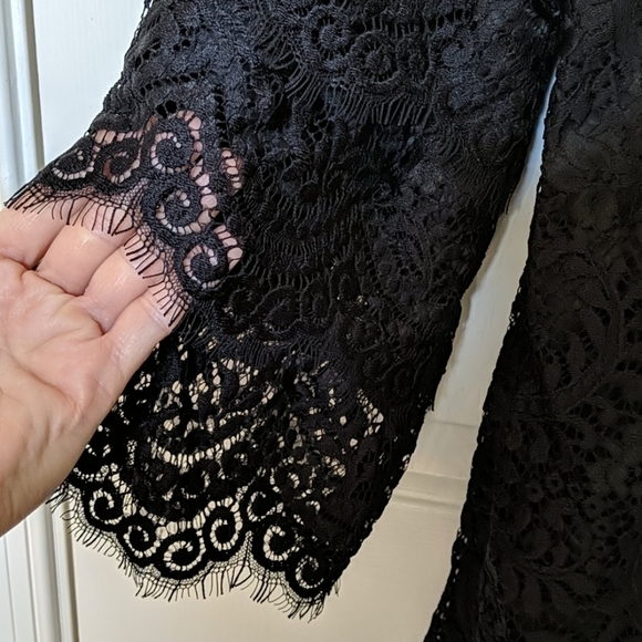 Anthropologie Leifsdottir black mini lace party cocktail dress Gothic wi… - Picture 7 of 7